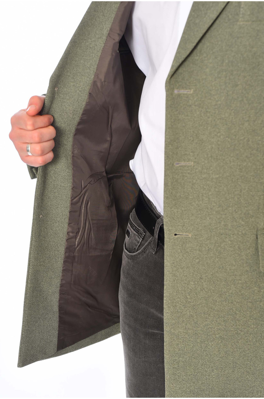 Пиджак мужской однотонный оливкового цвета 197258 Пиджак мужской однотонный оливкового цвета 197258