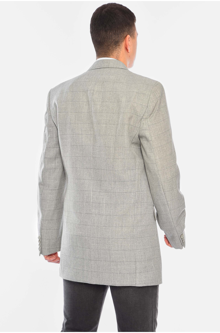 Пиджак мужской однотонный серого цвета 197259 Пиджак мужской однотонный серого цвета 197259