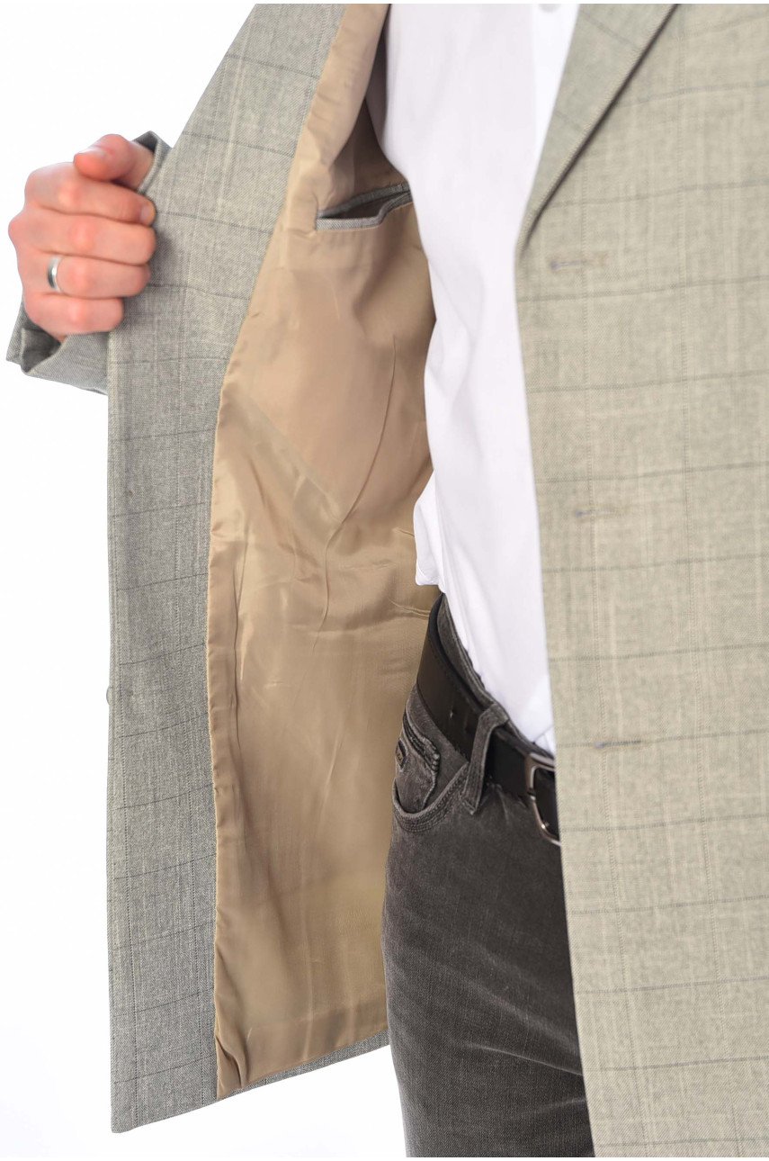 Пиджак мужской однотонный серого цвета 197259 Пиджак мужской однотонный серого цвета 197259