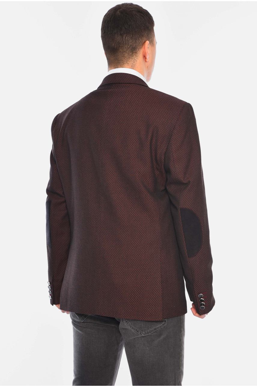 Пиджак мужской однотонный тёмно-бордового цвета А1004 197262 Пиджак мужской однотонный тёмно-бордового цвета А1004 197262