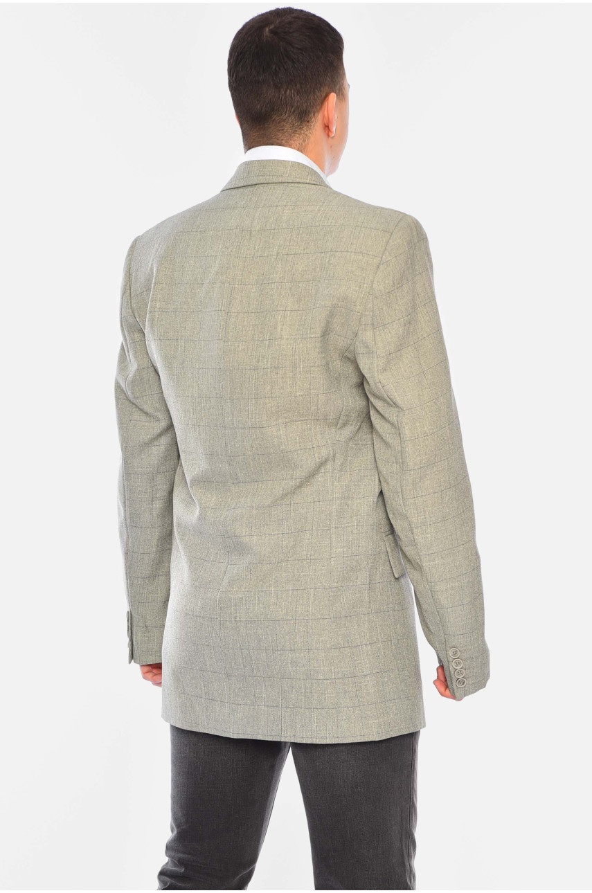 Пиджак мужской однотонный оливкового цвета 197264 Пиджак мужской однотонный оливкового цвета 197264