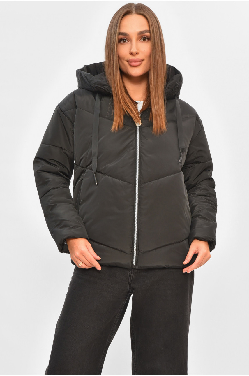 Куртка жіноча демісезонна чорного кольору 207 197282