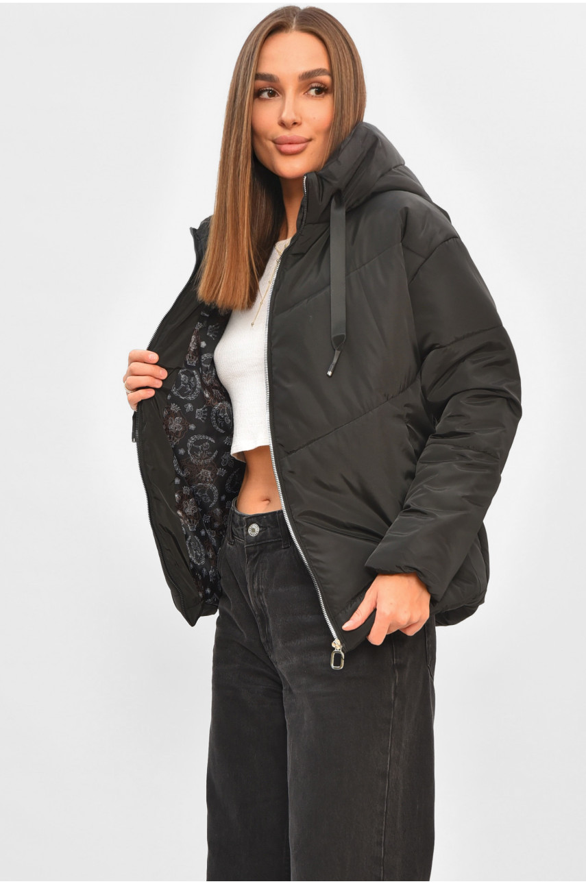 Куртка жіноча демісезонна чорного кольору 207 197282