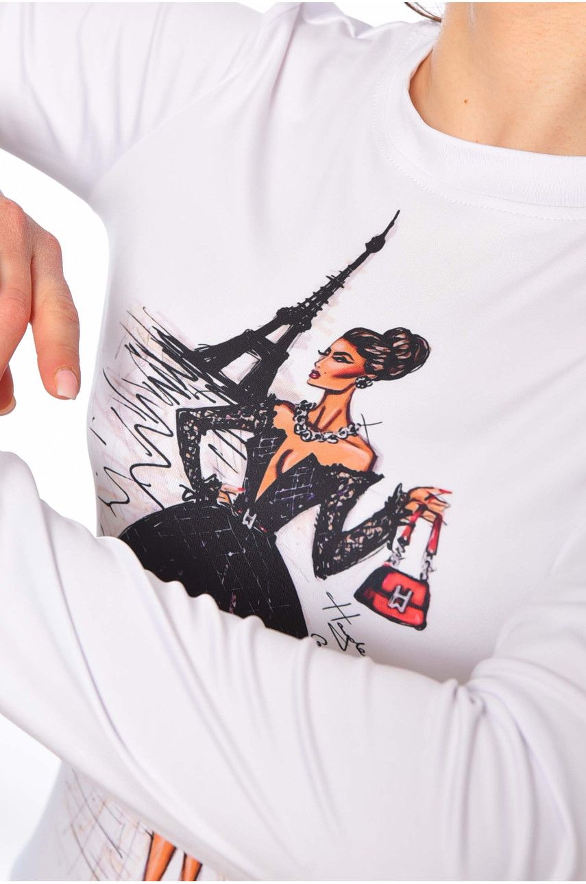 Свитшот женский белого цвета с принтом М81 197311 Свитшот женский белого цвета с принтом М81 197311