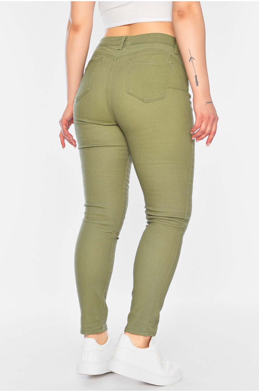 Джинси жіночі скінні зеленого кольору VA0536 197321