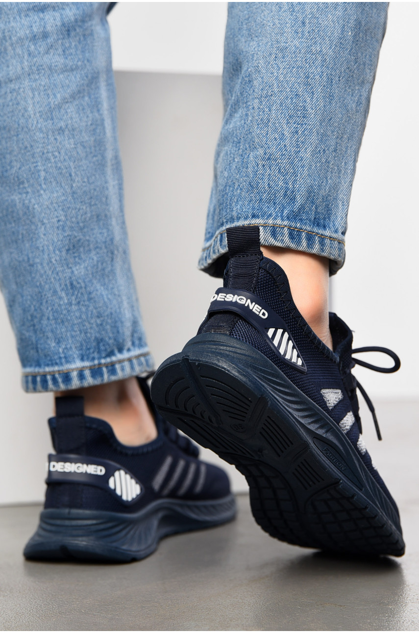 Кросівки жіночі темно-синього кольору текстиль К123 197338