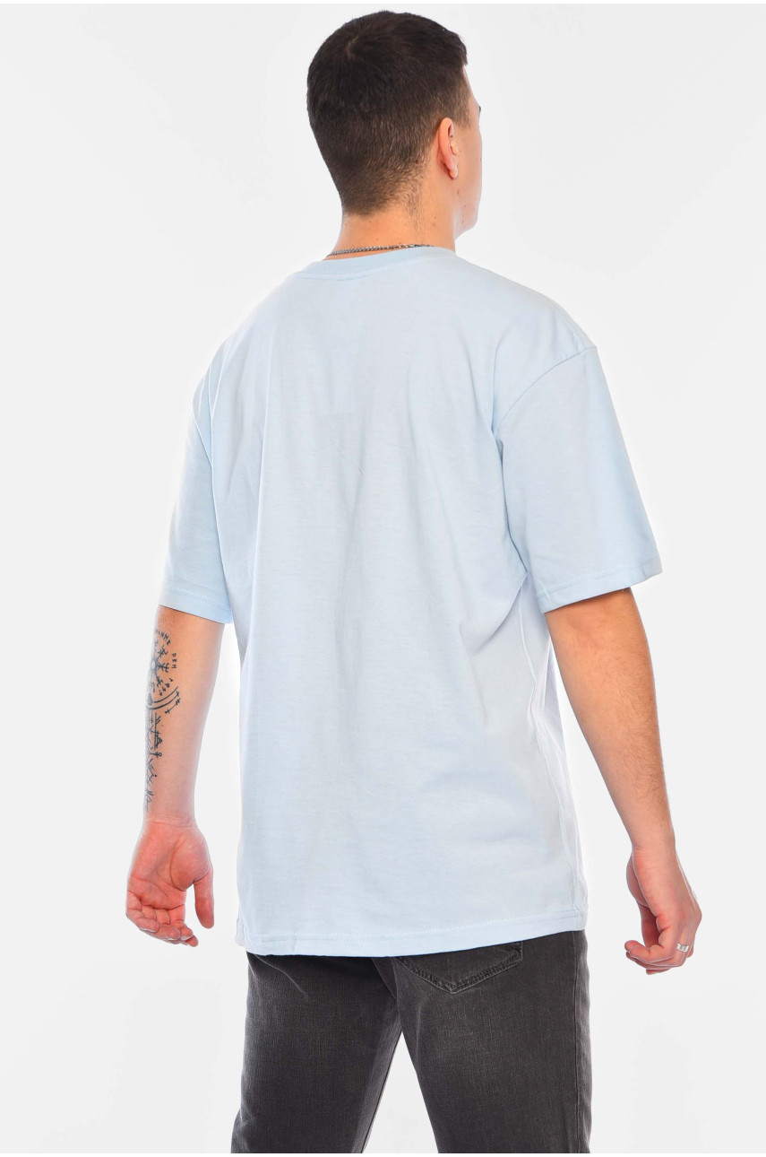 Футболка мужская полубатальная однотонная голубого цвета GB688 197341