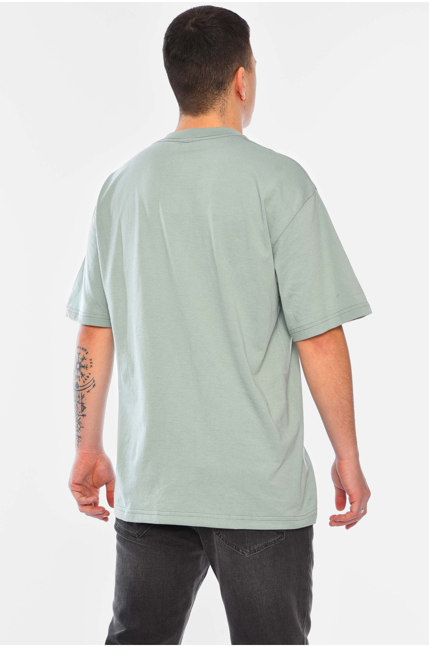 Футболка мужская полубатальная однотонная зелёного цвета GB688 197342