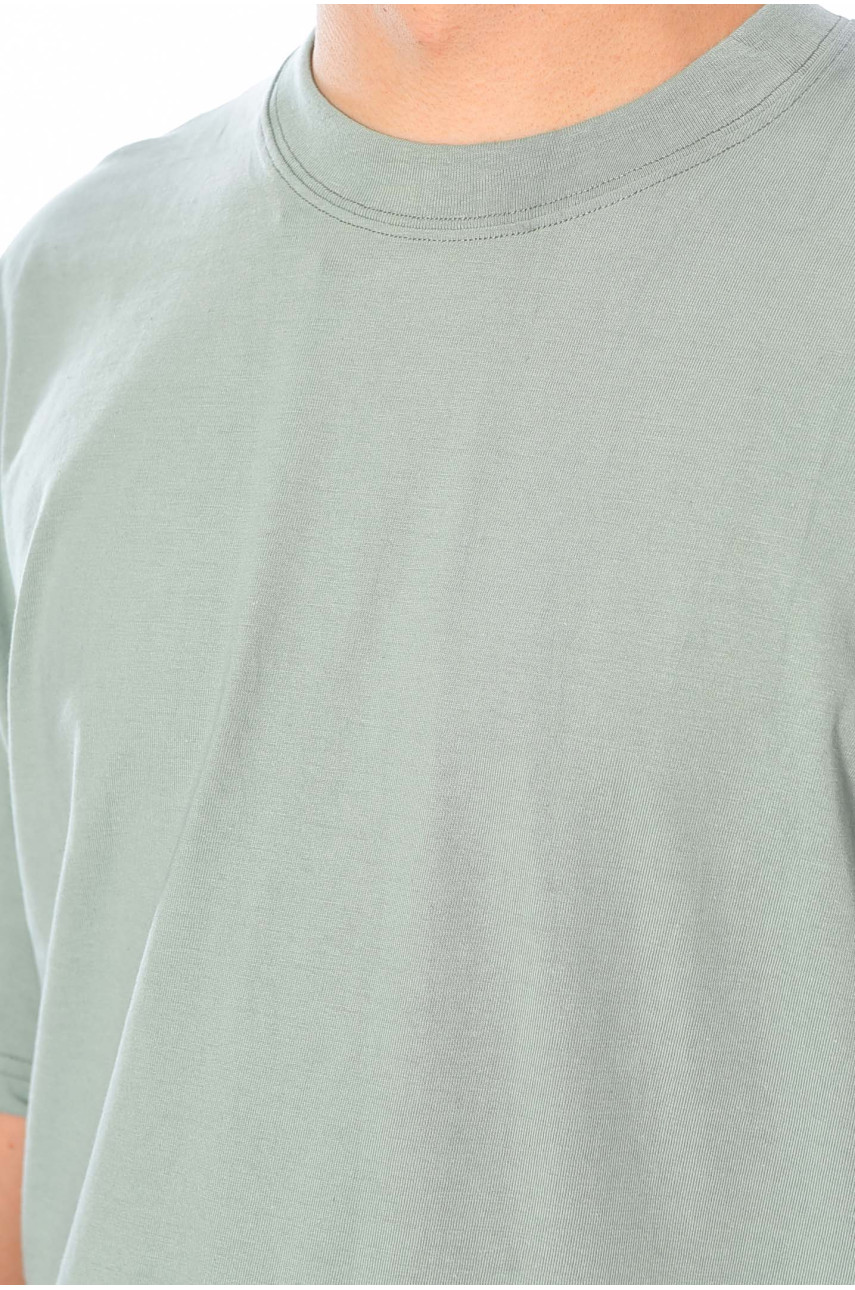 Футболка мужская полубатальная однотонная зелёного цвета GB688 197342