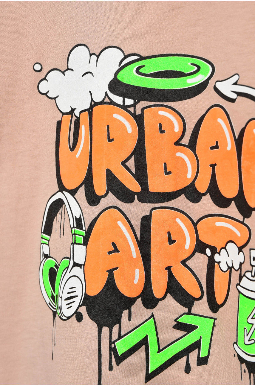 Футболка детская для мальчика бежевого цвета 197367 Футболка детская для мальчика бежевого цвета 197367