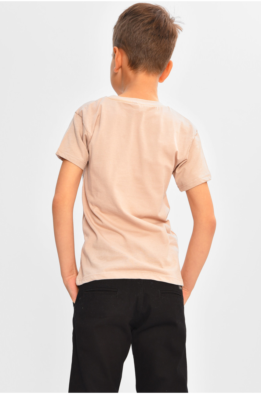Футболка дитяча для хлопчика бежевого кольору 197369 Футболка дитяча для хлопчика бежевого кольору 197369