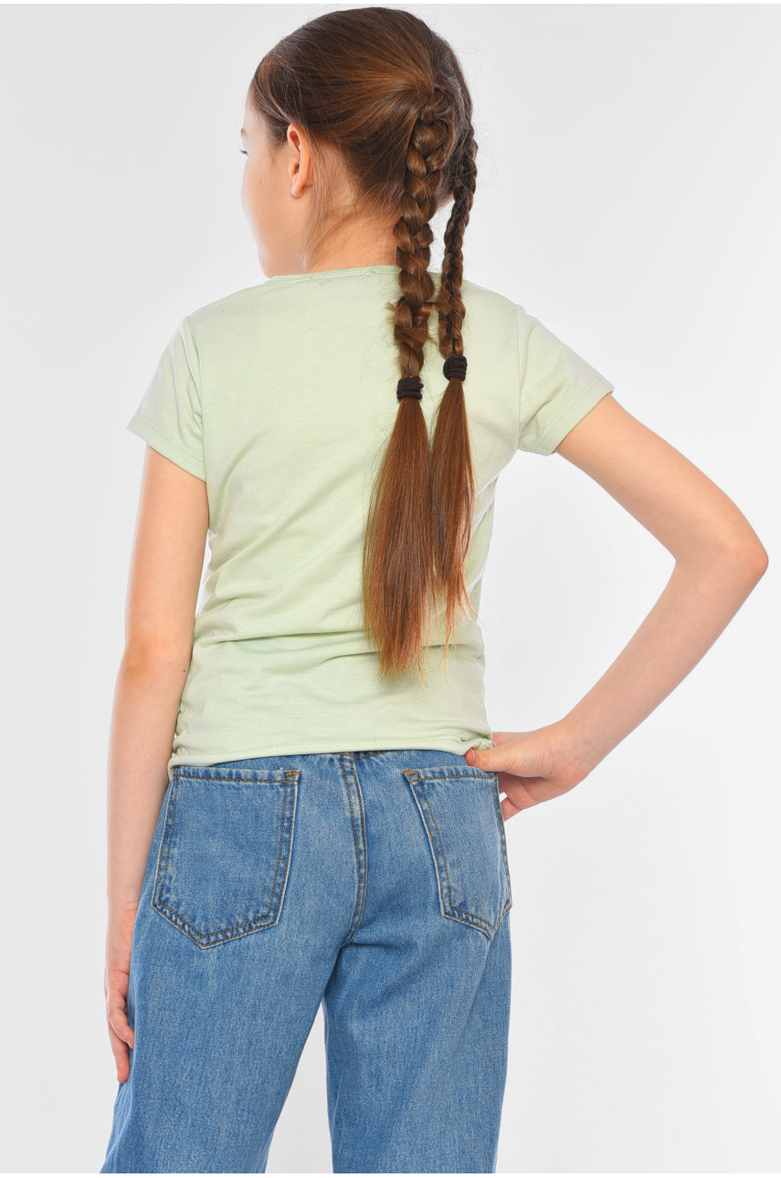 Футболка детская для девочки мятного цвета 197376