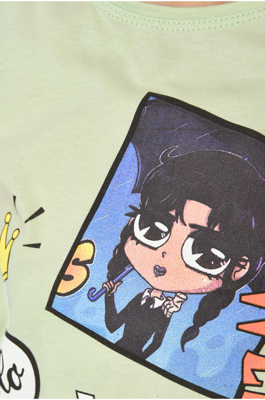 Футболка детская для девочки мятного цвета 197376