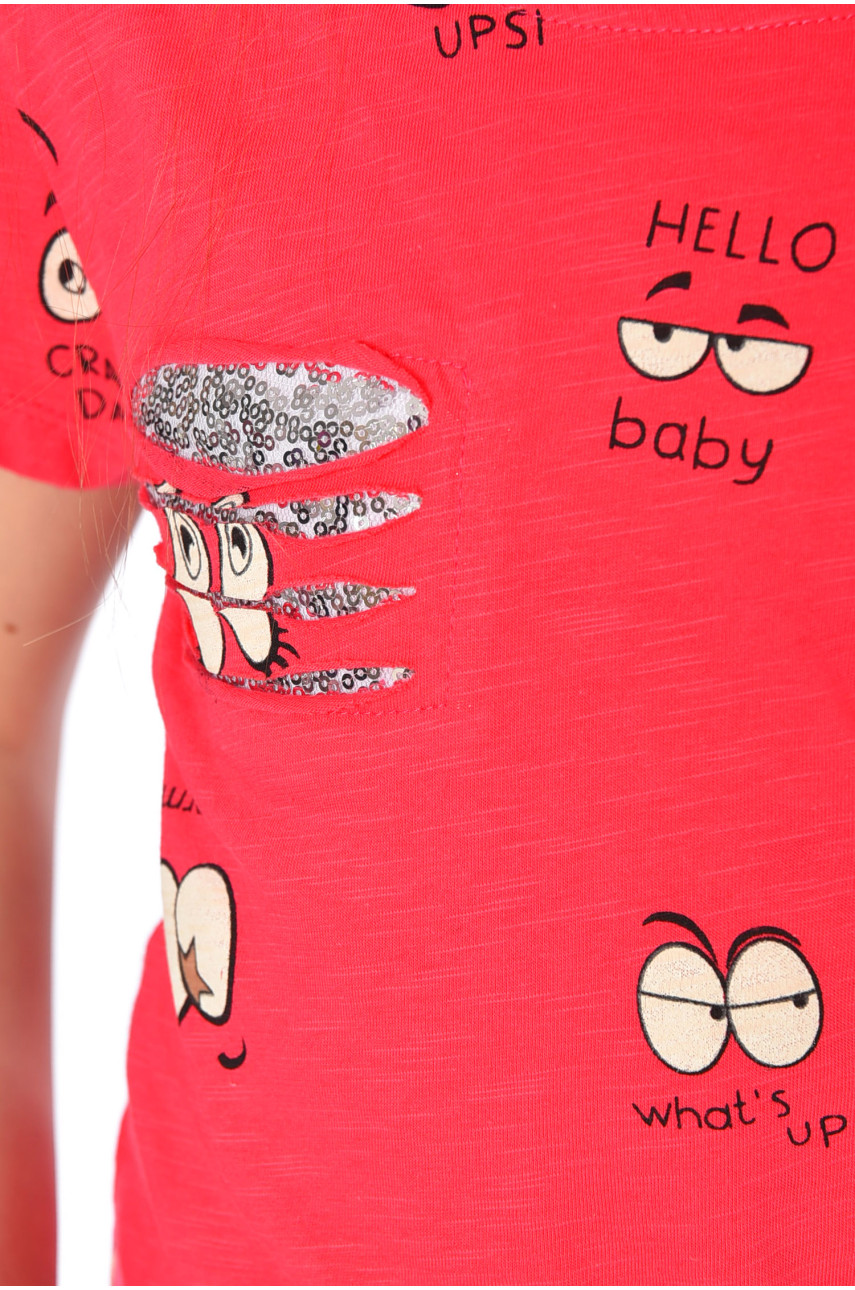 Футболка детская для девочки розового цвета 197383 Футболка детская для девочки розового цвета 197383