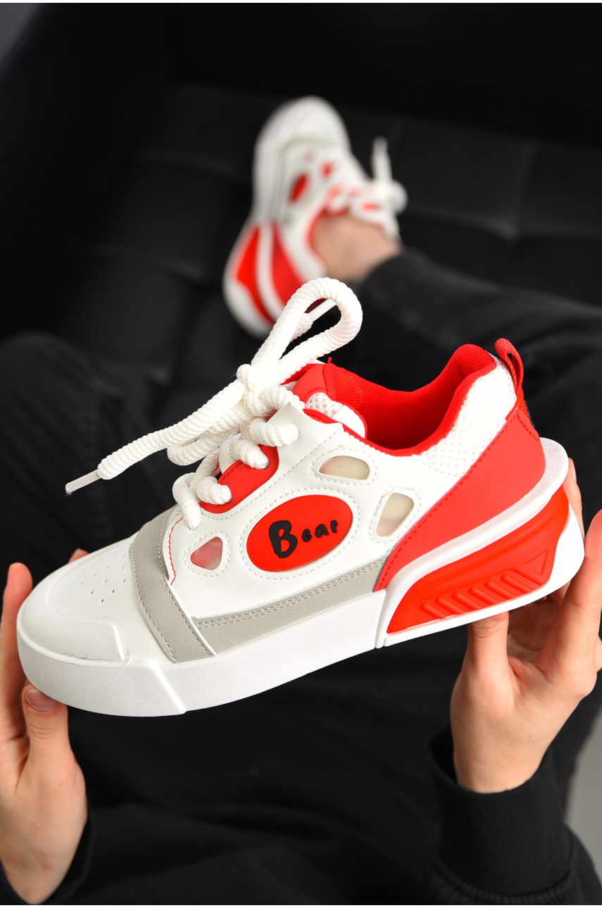 Кеды женские красного цвета на шнуровке 6609 197405