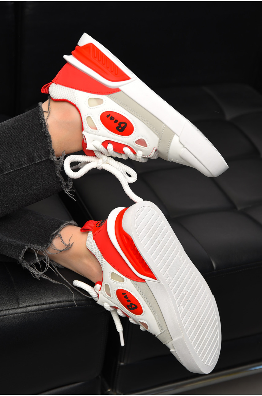 Кеды женские красного цвета на шнуровке 6609 197405