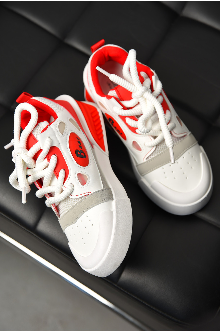 Кеды женские красного цвета на шнуровке 6609 197405