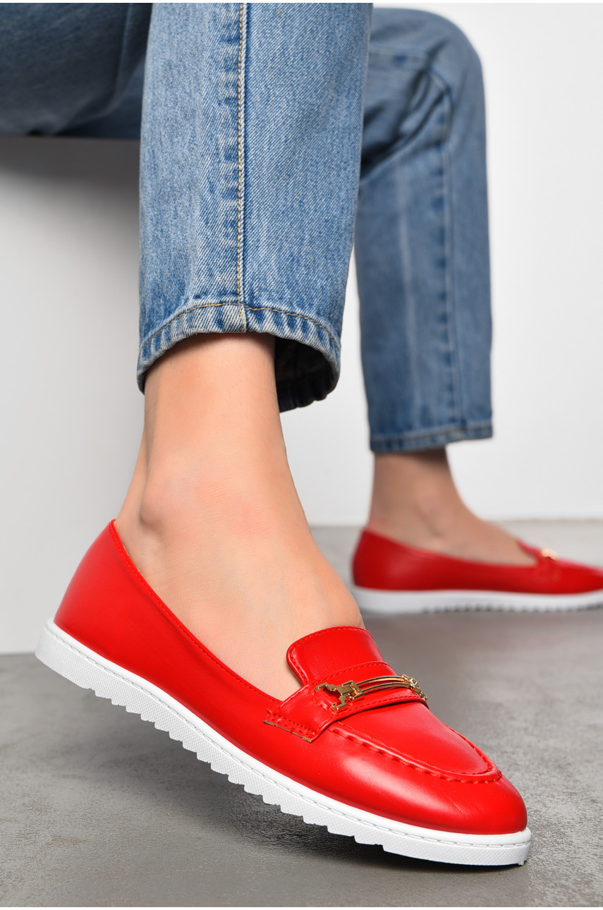 Туфлі-лофери жіночі червоного кольору 7293-4 197409