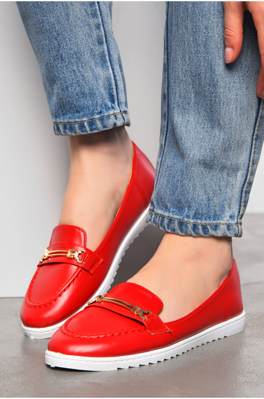 Туфлі-лофери жіночі червоного кольору 7293-4 197409