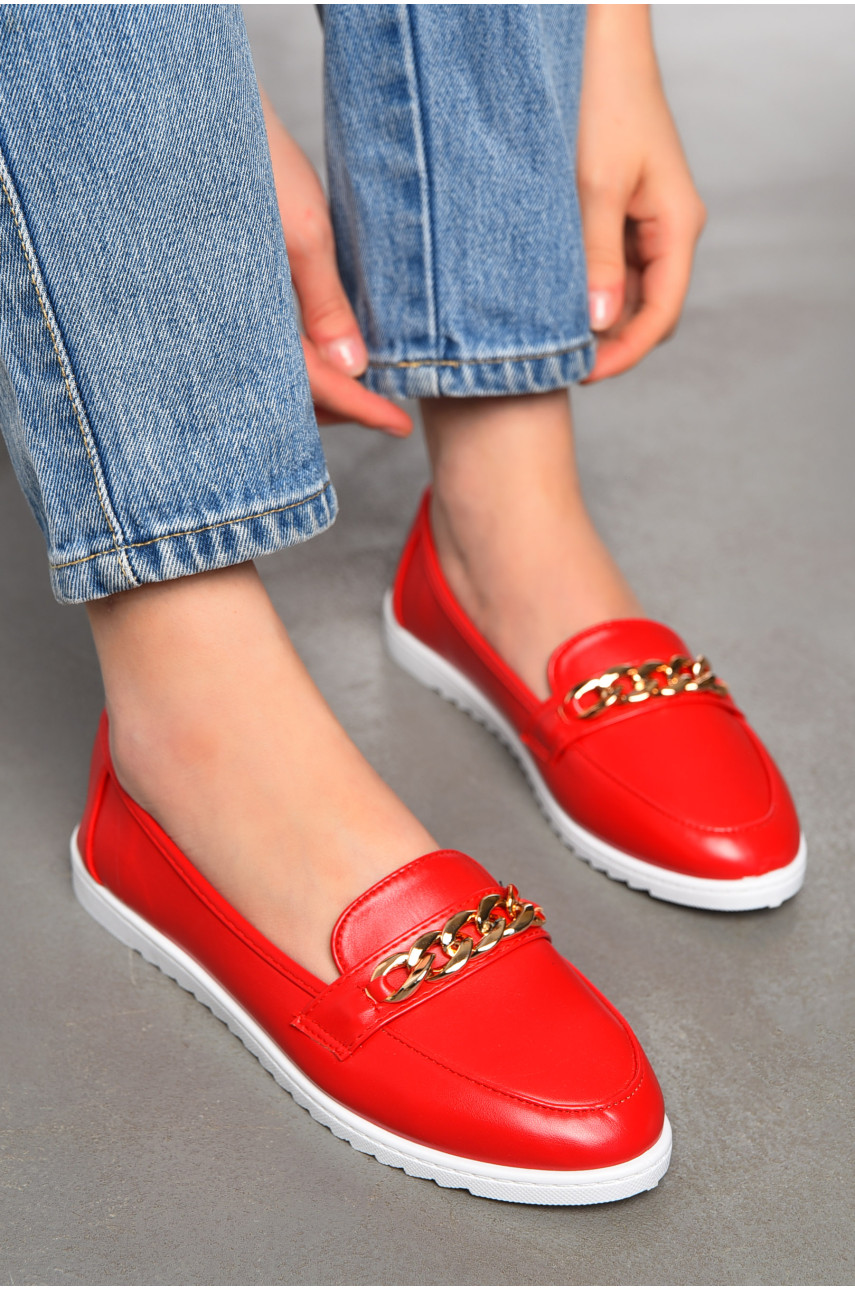 Туфлі-лофери жіночі червоного кольору 7284-8 197410