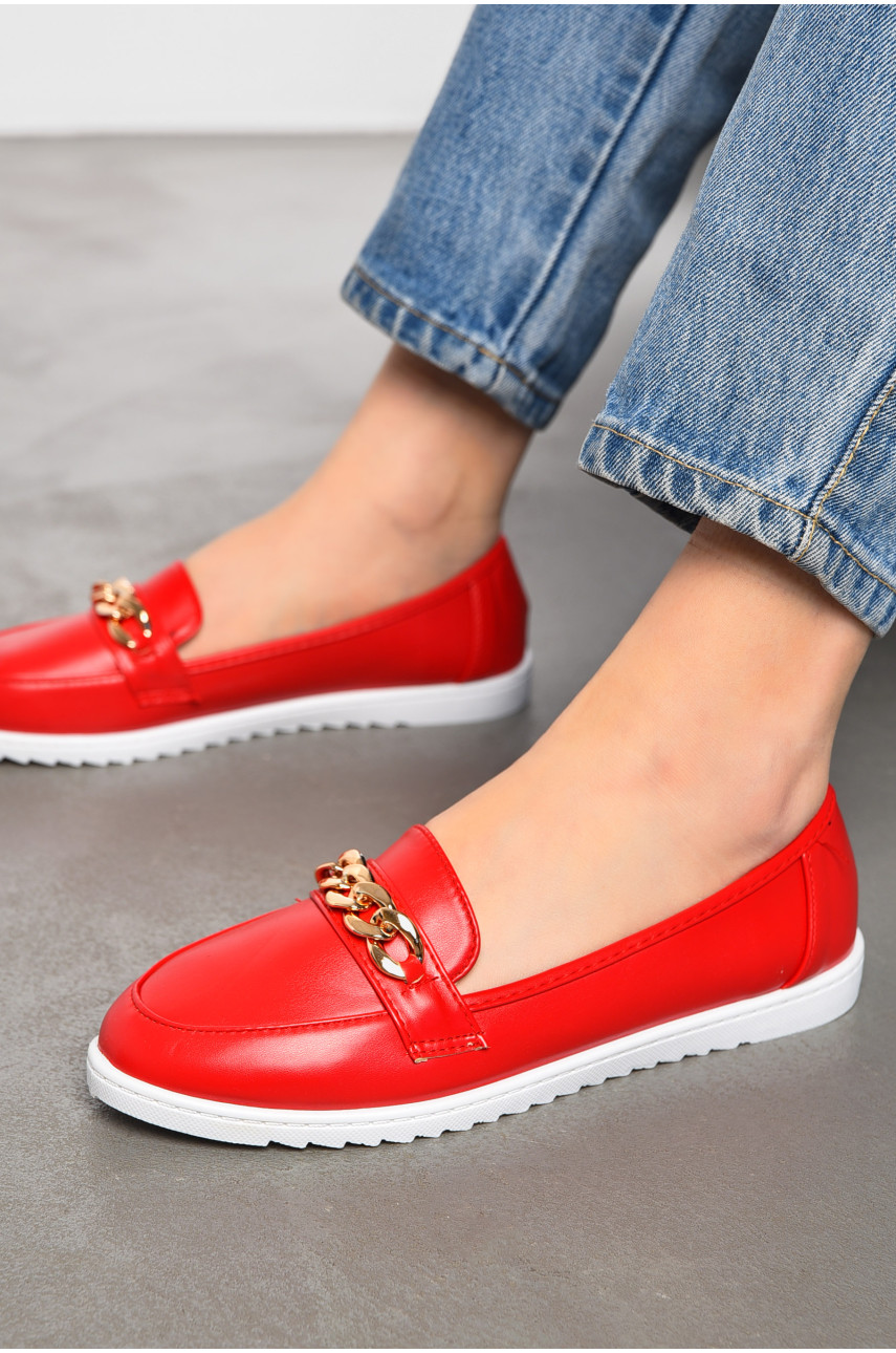 Туфлі-лофери жіночі червоного кольору 7284-8 197410