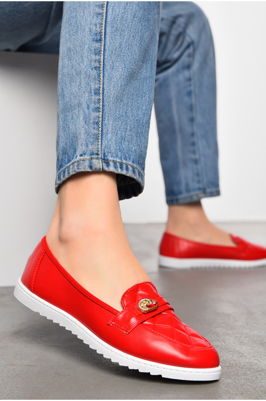 Туфлі-лофери жіночі червоного кольору 7296-3 197411