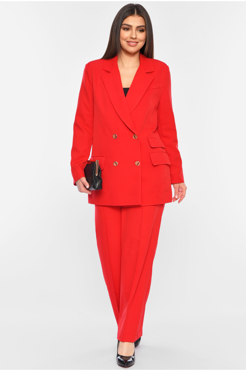 Костюм жіночий брючний червоного кольору 2323-2317 197431 Костюм жіночий брючний червоного кольору 2323-2317 197431