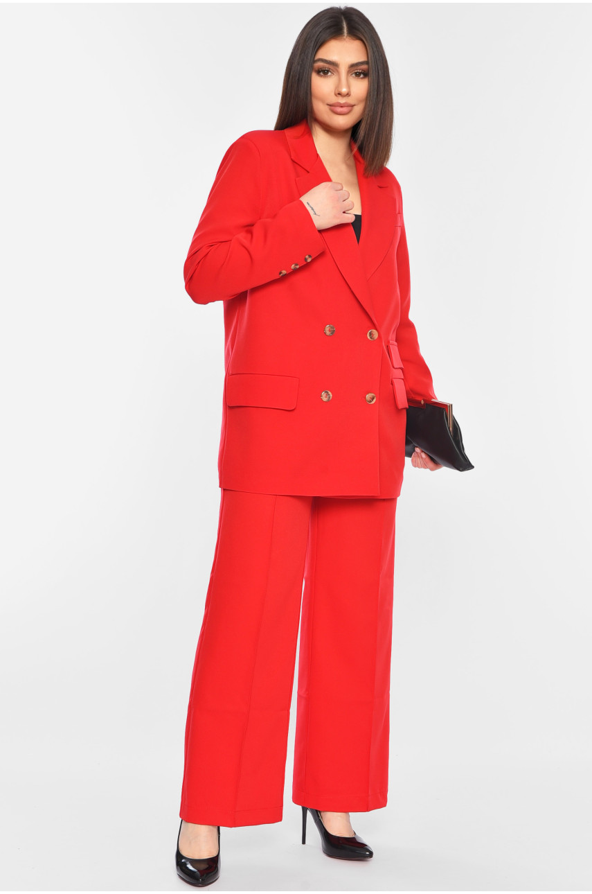 Костюм жіночий брючний червоного кольору 2323-2317 197431 Костюм жіночий брючний червоного кольору 2323-2317 197431