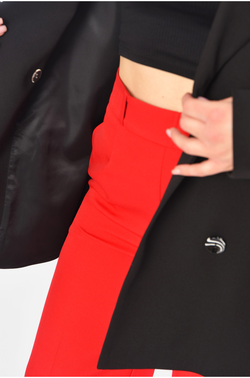 Костюм жіночий брючний чорно-червоного кольору 2323-2306 197435