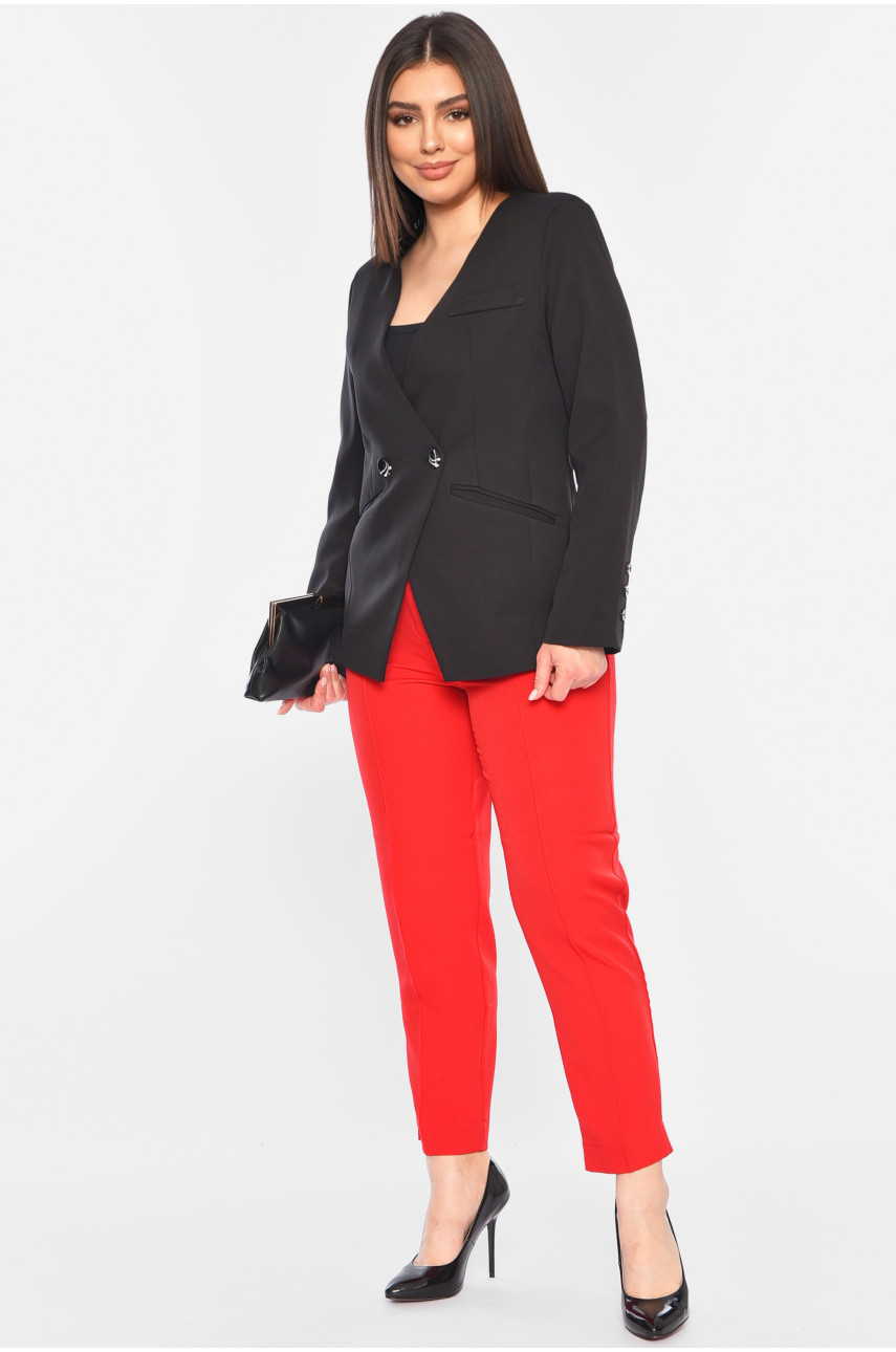 Костюм жіночий брючний чорного-червоного кольору 2322-2313 197436