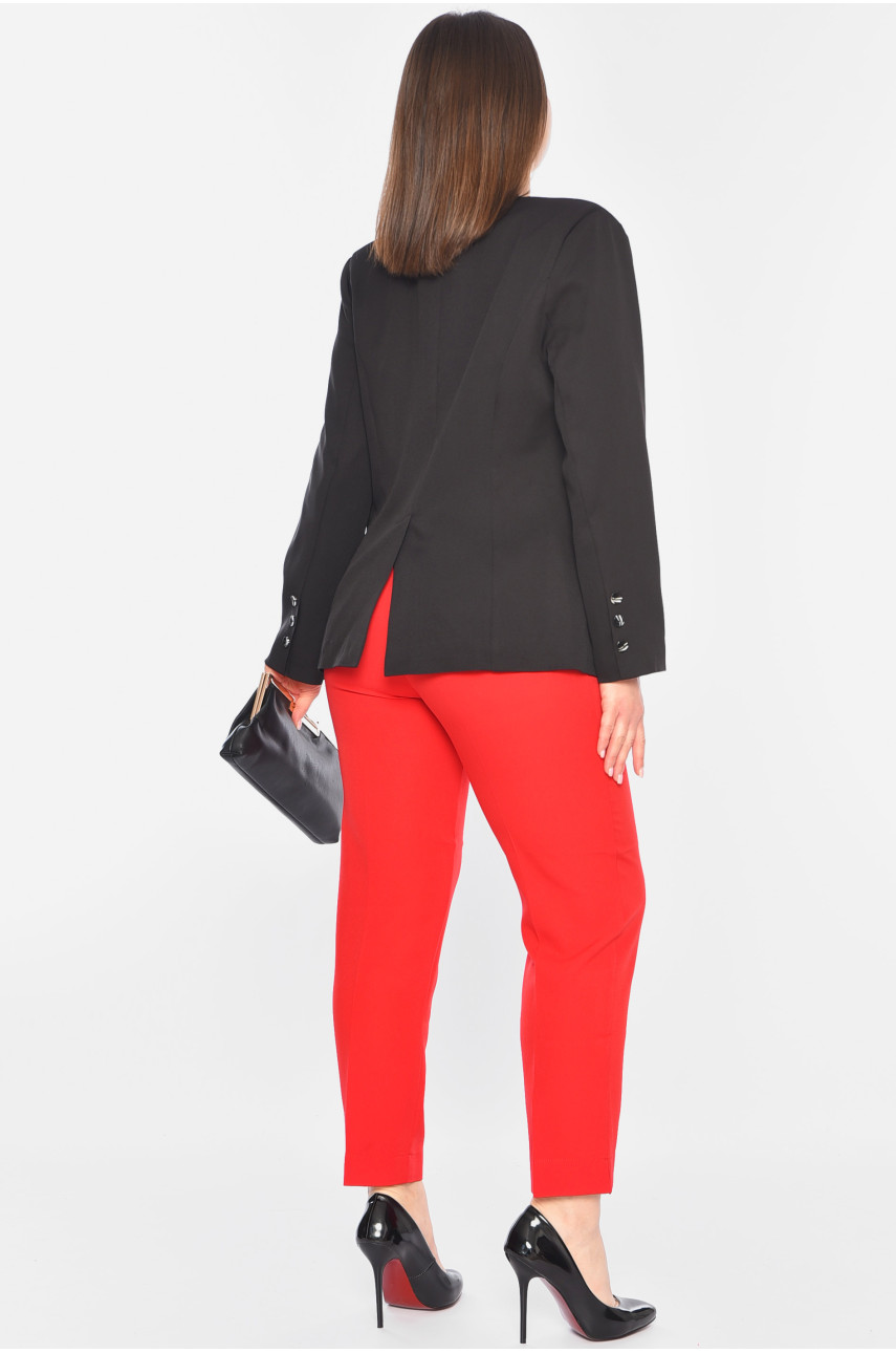 Костюм жіночий брючний чорного-червоного кольору 2322-2313 197436