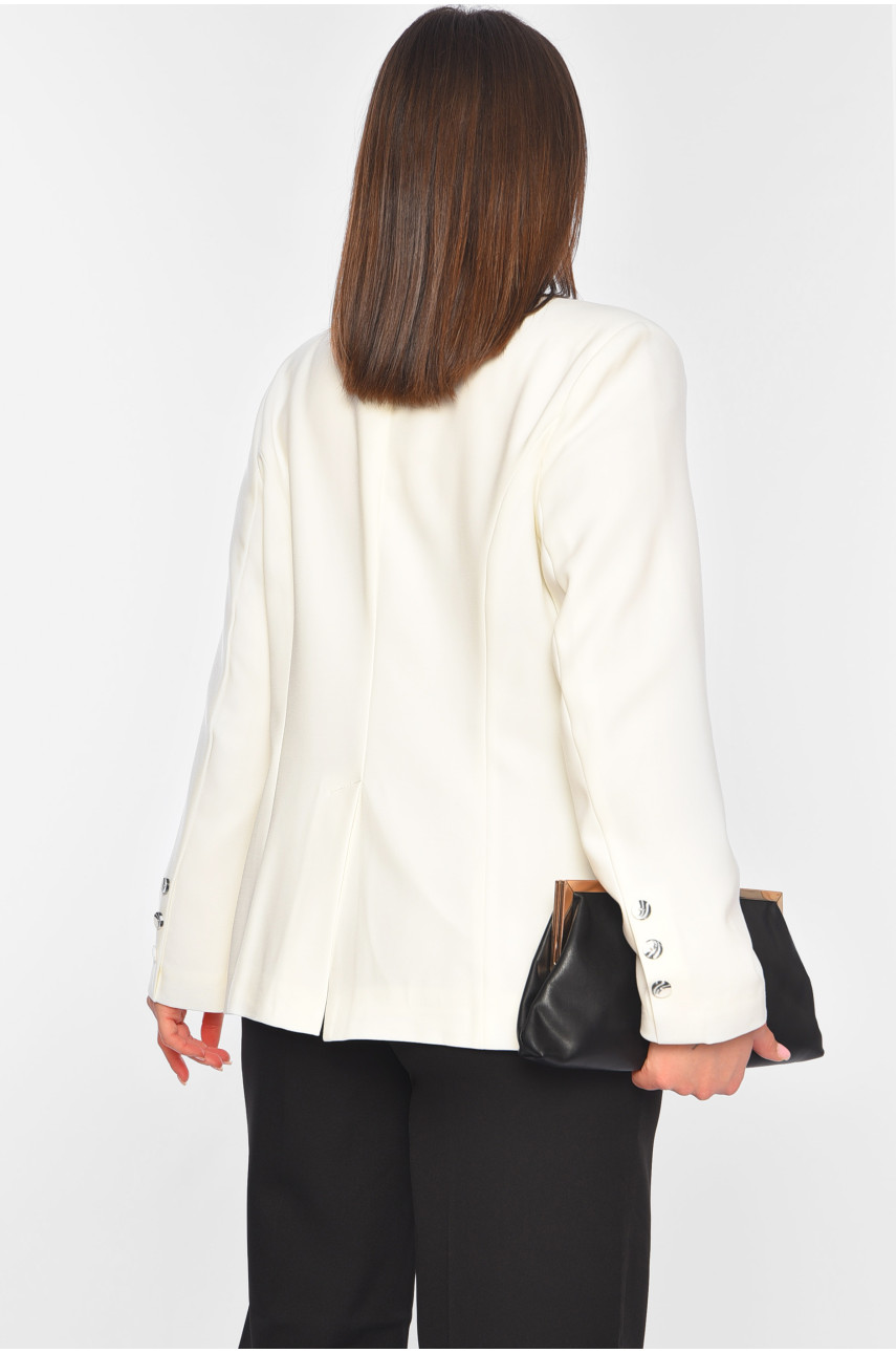 Піджак жіночий однотонний білого кольору 2322 197442