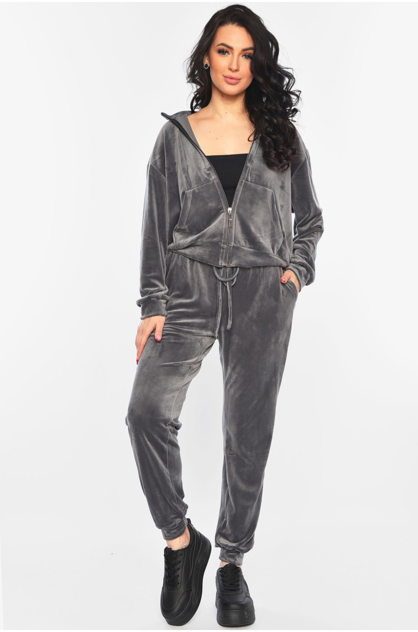 Костюм женский велюровый серого цвета 803 197469 Костюм женский велюровый серого цвета 803 197469