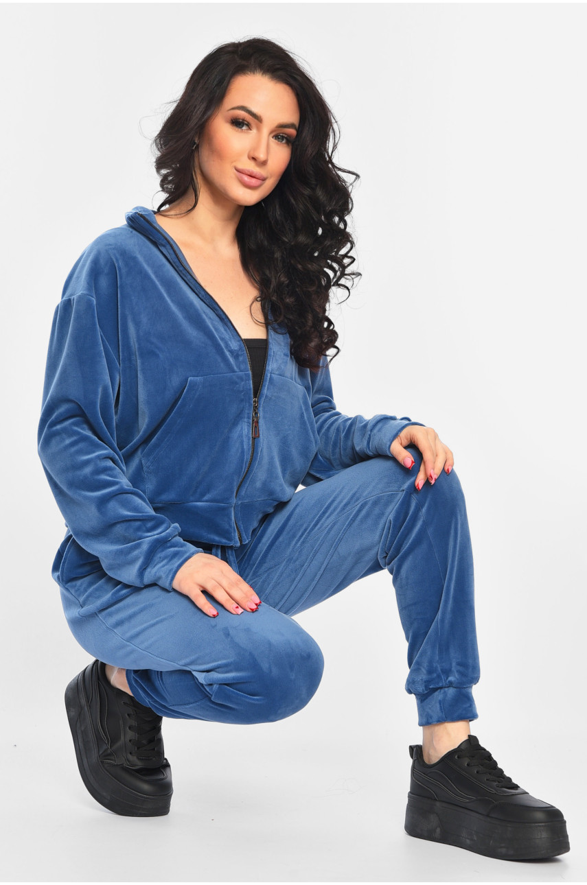 Костюм жіночий велюровий блакитного кольору 803 197470 Костюм жіночий велюровий блакитного кольору 803 197470