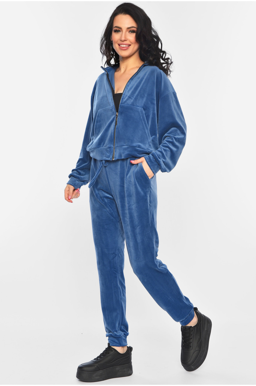 Костюм жіночий велюровий блакитного кольору 803 197470 Костюм жіночий велюровий блакитного кольору 803 197470