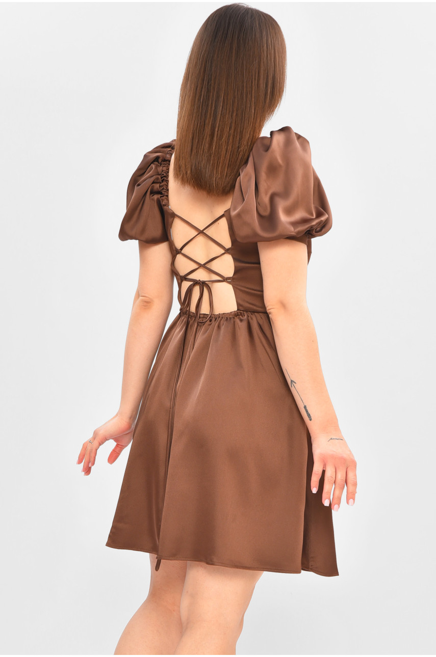 Платье женское атласное шоколадного цвета 3825 197491