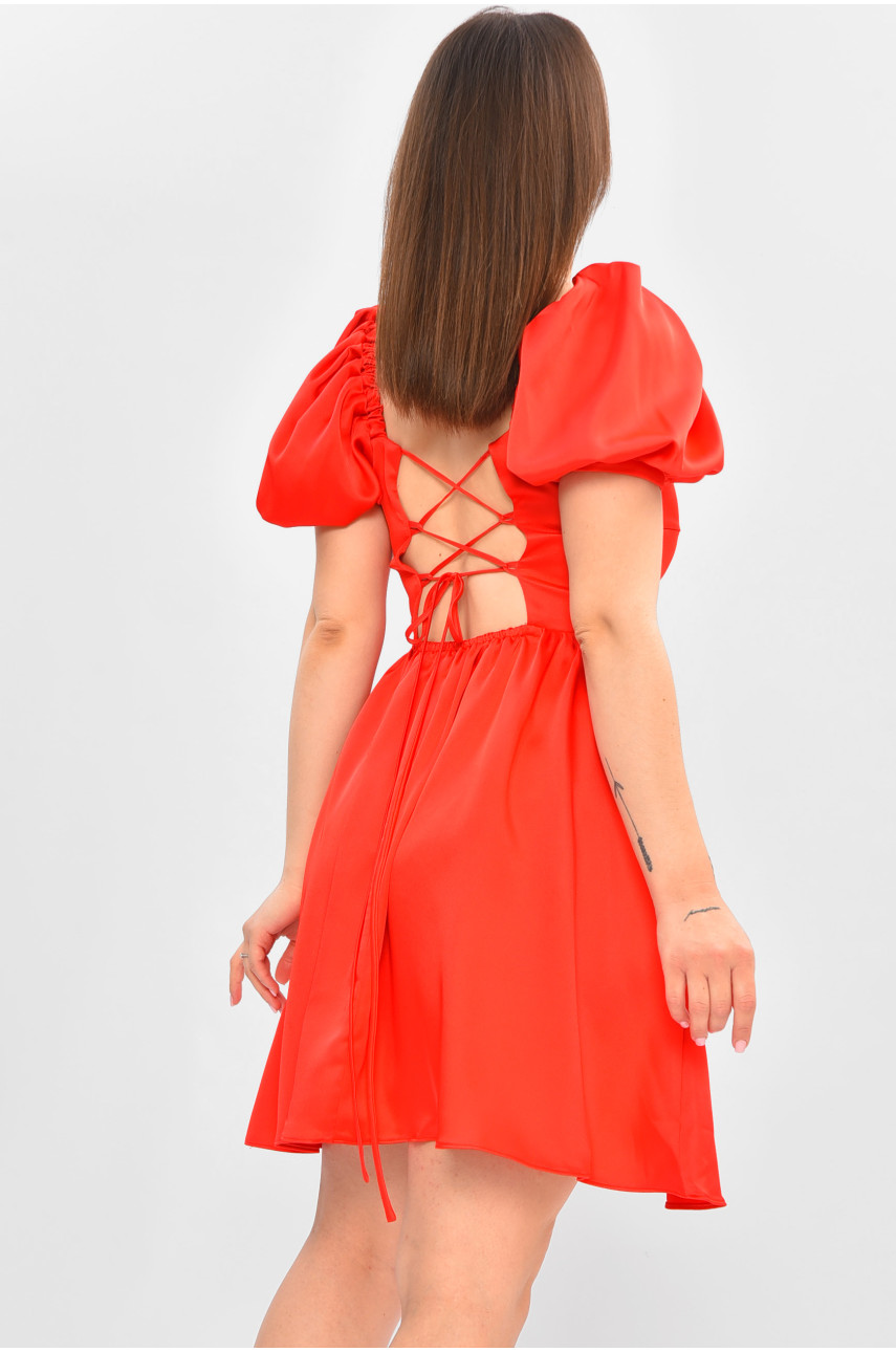 Платье женское атласное красного цвета 3825 197492