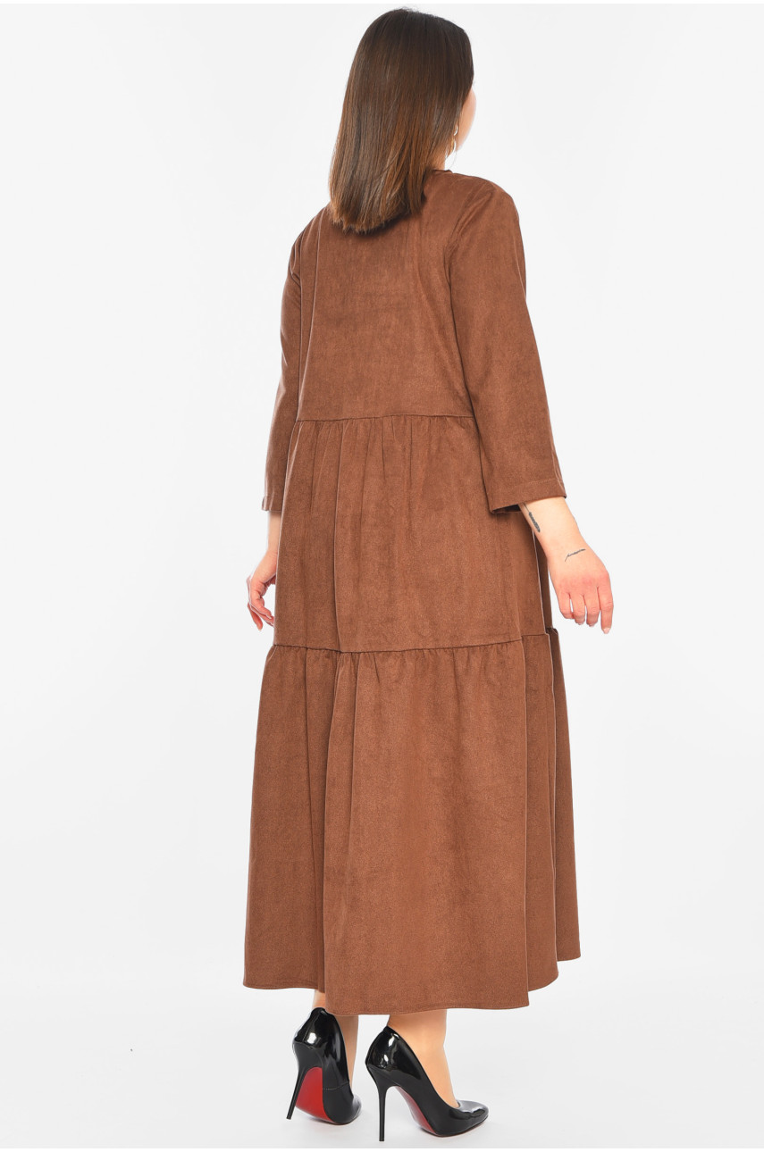 Платье женское полубатальное коричневого цвета 3142 197498