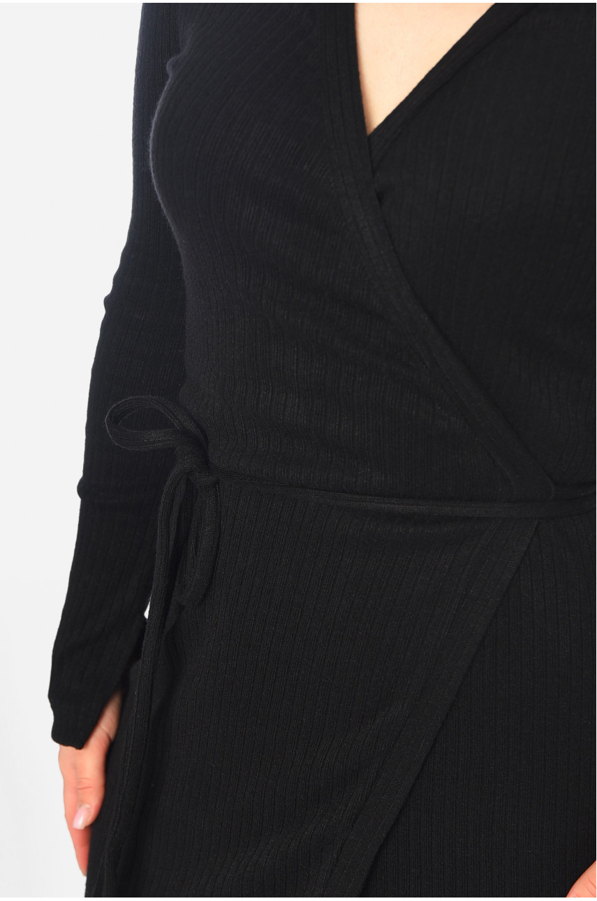 Платье женское на запах черного цвета 0859 197508