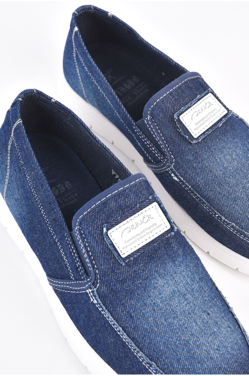 Мокасини чоловічі синього кольору текстиль Y7512 197588