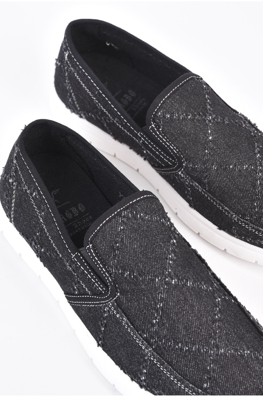 Мокасини чоловічі чорного кольору текстиль Y320 197596