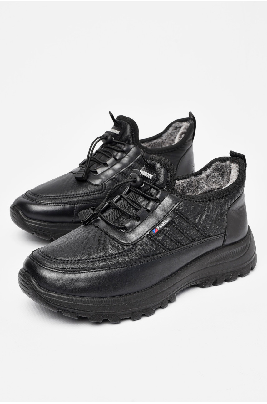 Кросівки чоловічі зима чорного кольору на хутрі 777-а106 197690