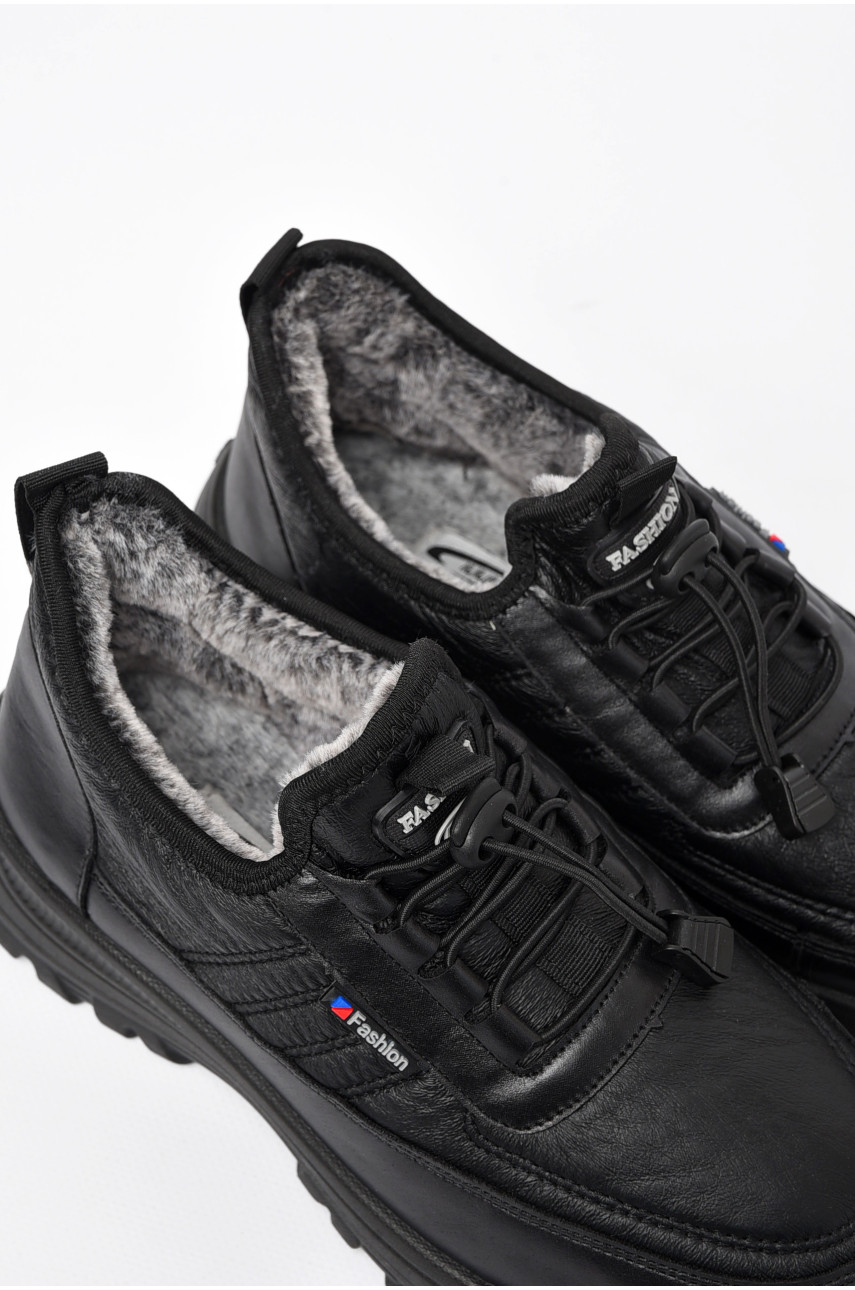 Кроссовки мужские зима черного цвета на меху 777-а106 197690