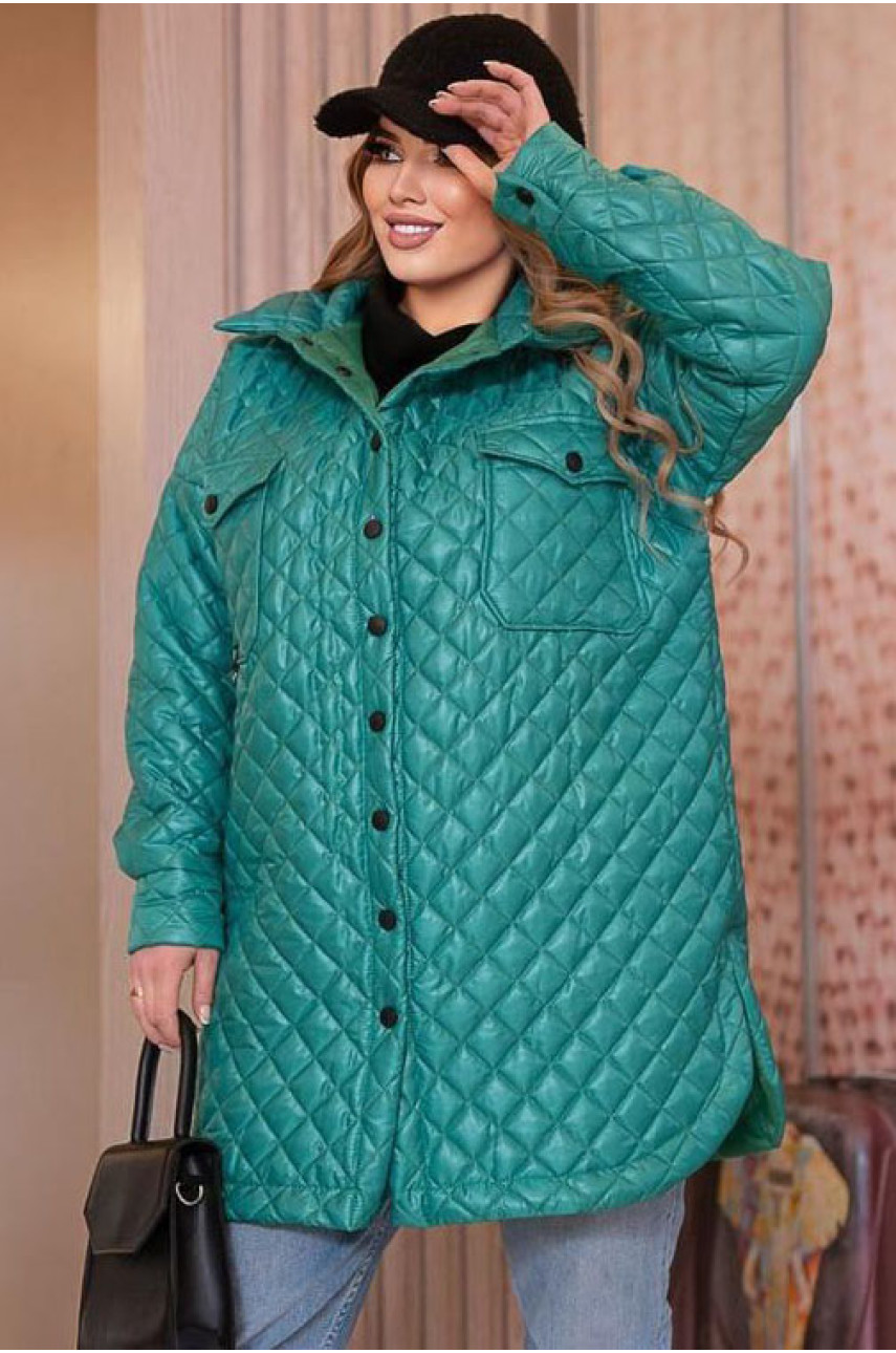 Пальто жіноче зеленого кольору 197718
