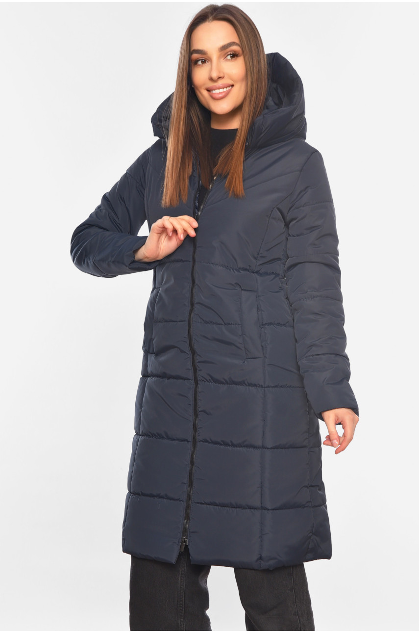 Куртка жіноча демісезонна темно-синього кольору 323 197732 Куртка жіноча демісезонна темно-синього кольору 323 197732