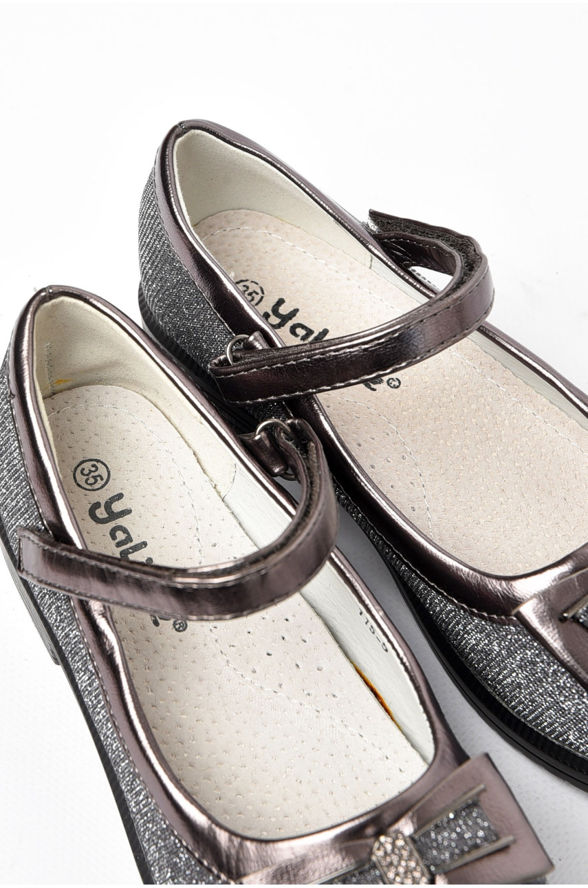 Туфли детские для девочки серебристого цвета 115-5 197747