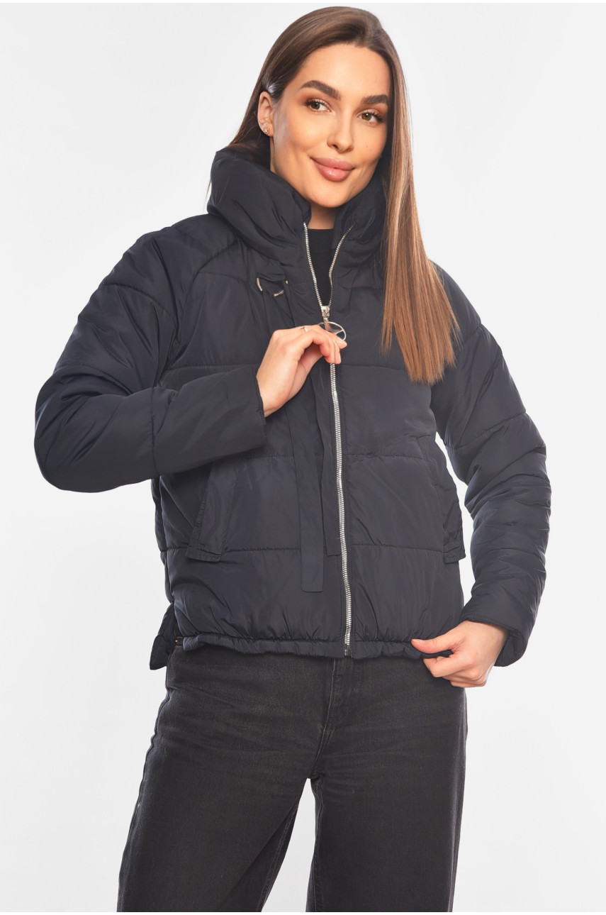 Куртка жіноча демісезонна темно-синього кольору 197752