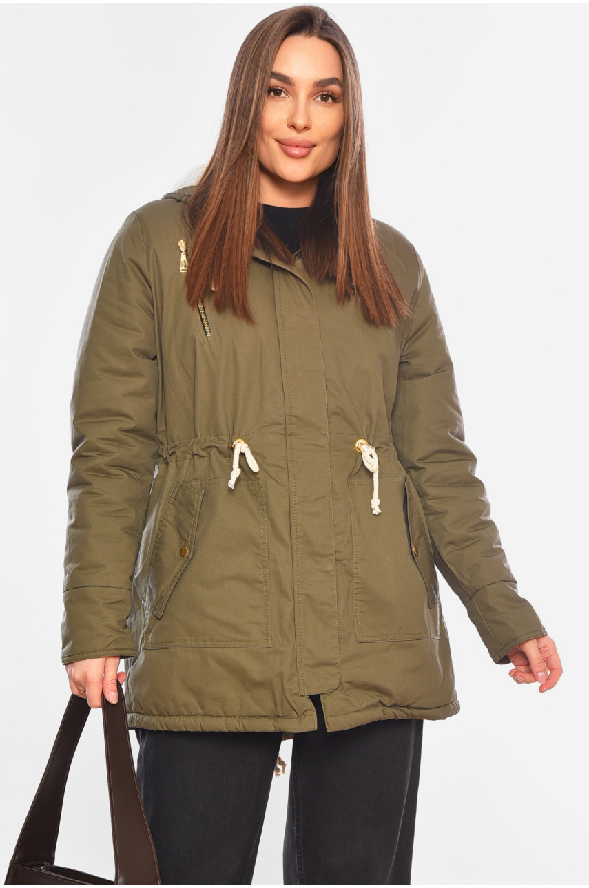 Куртка жіноча демісезонна кольору хакі 208 197771