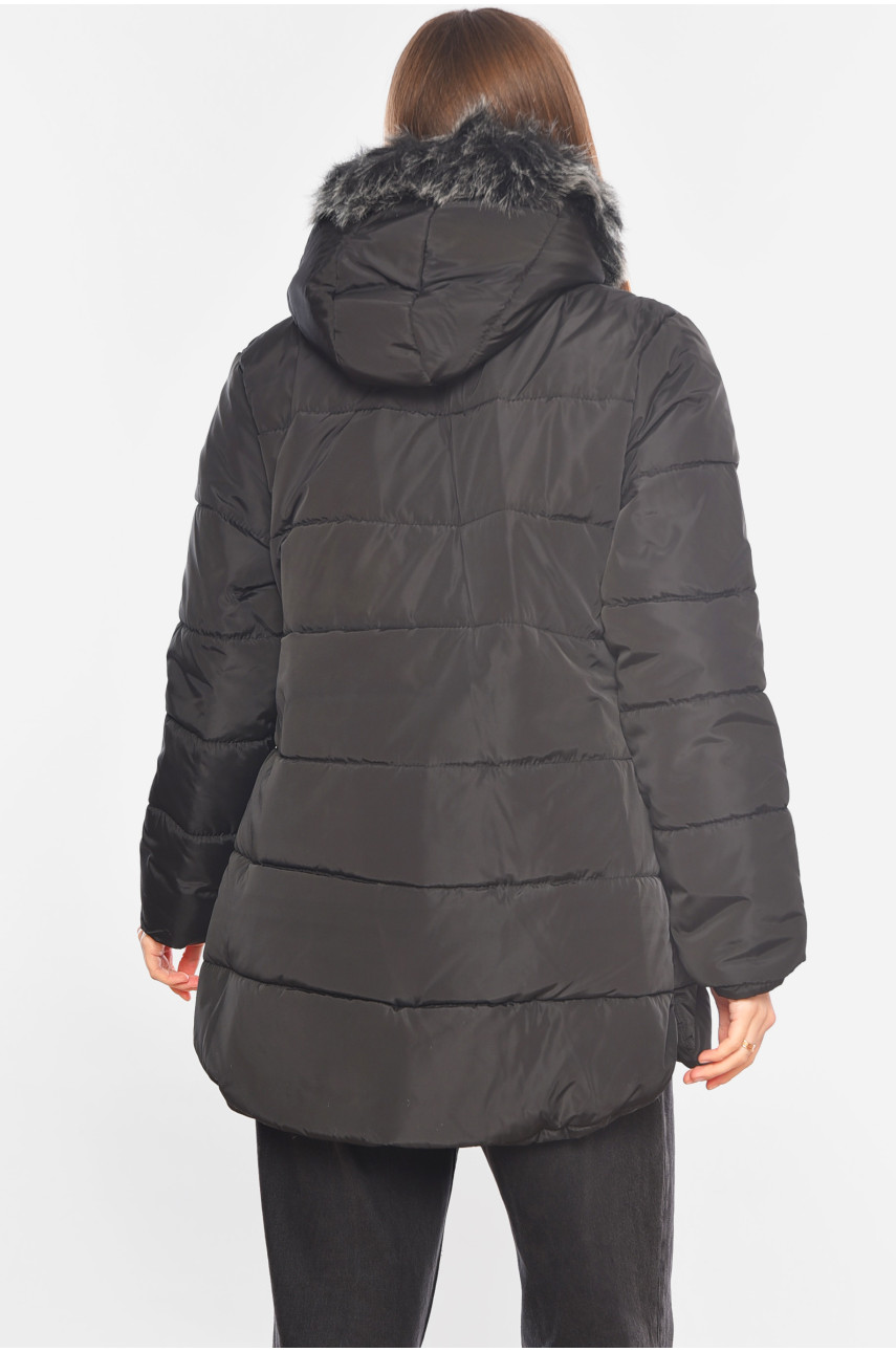 Куртка жіноча демісезонна чорного кольору 320 197793 Куртка жіноча демісезонна чорного кольору 320 197793