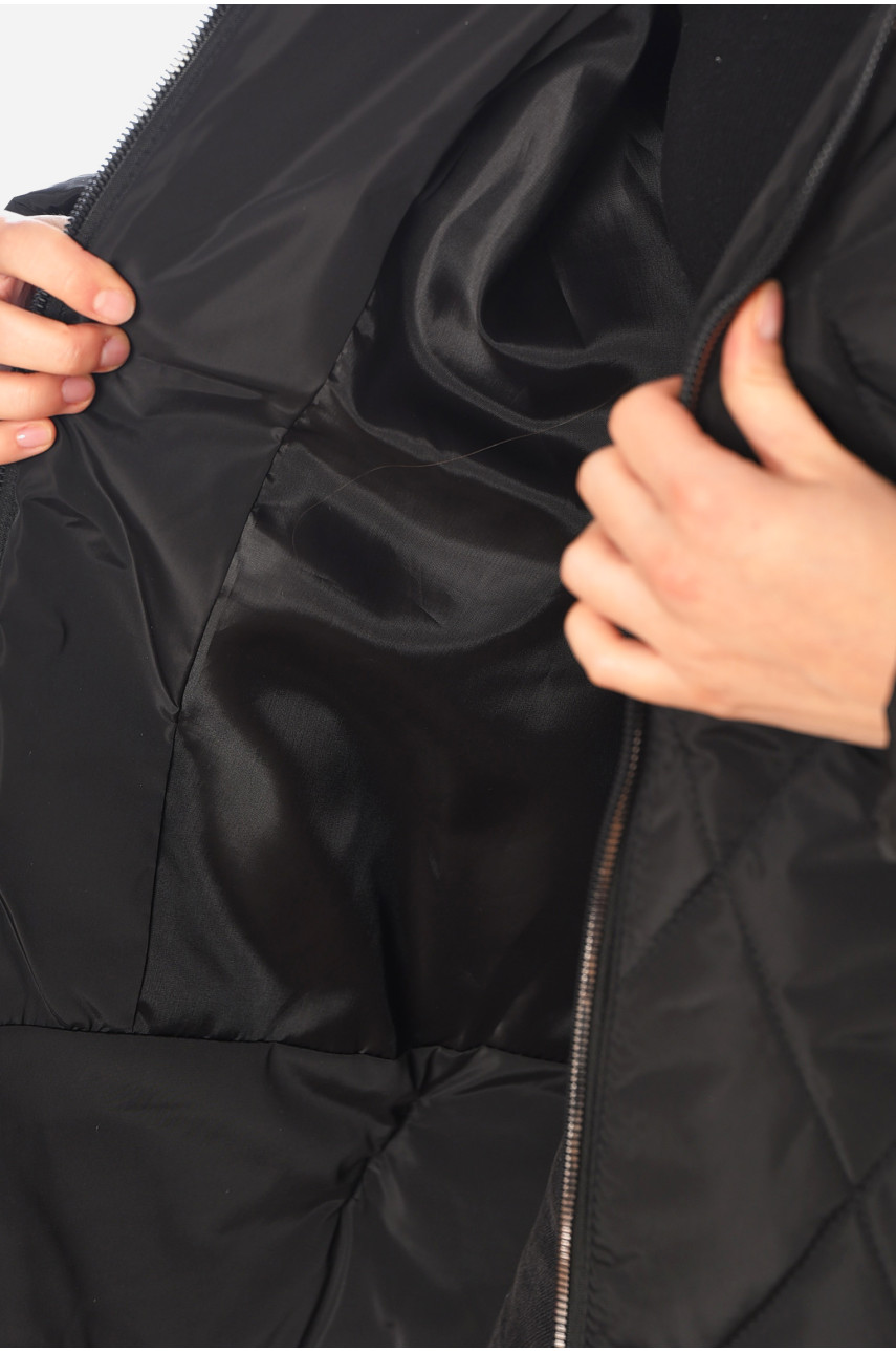 Куртка жіноча демісезонна чорного кольору 320 197793 Куртка жіноча демісезонна чорного кольору 320 197793